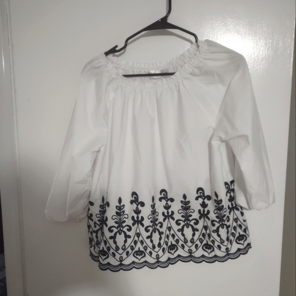 Off the Shoulder Embroidered Blouse